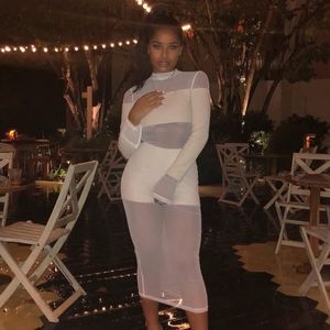 Nude Mesh Dress and Short Set